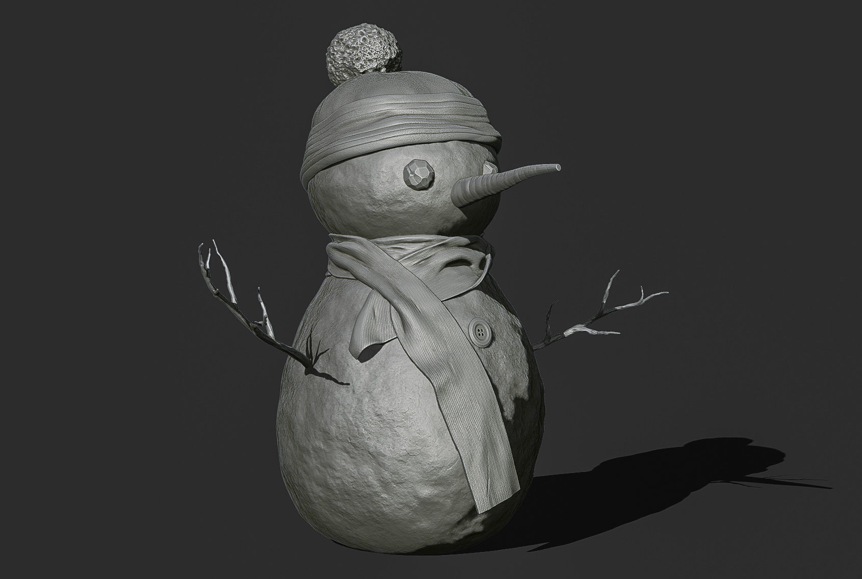 Snowman wearing hat and scarf 3D print model_3