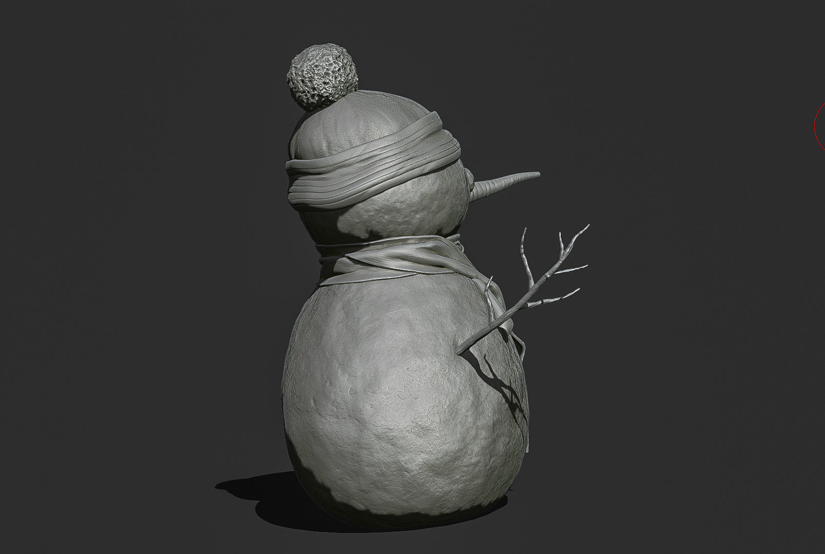 Snowman wearing hat and scarf 3D print model_6