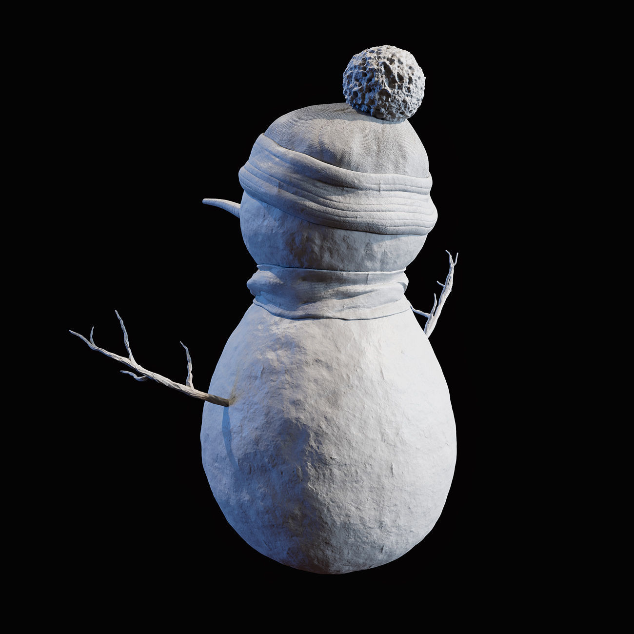 Snowman wearing hat and scarf 3D print model_4
