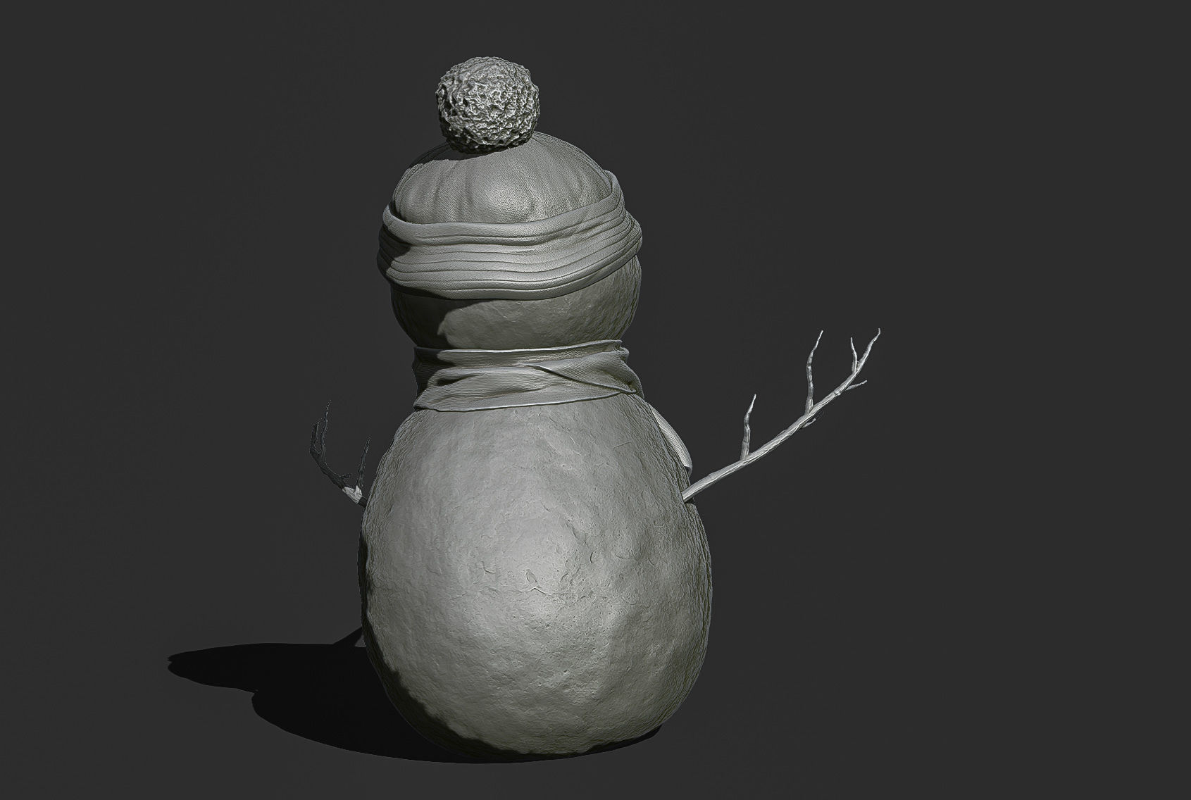 Snowman wearing hat and scarf 3D print model_7