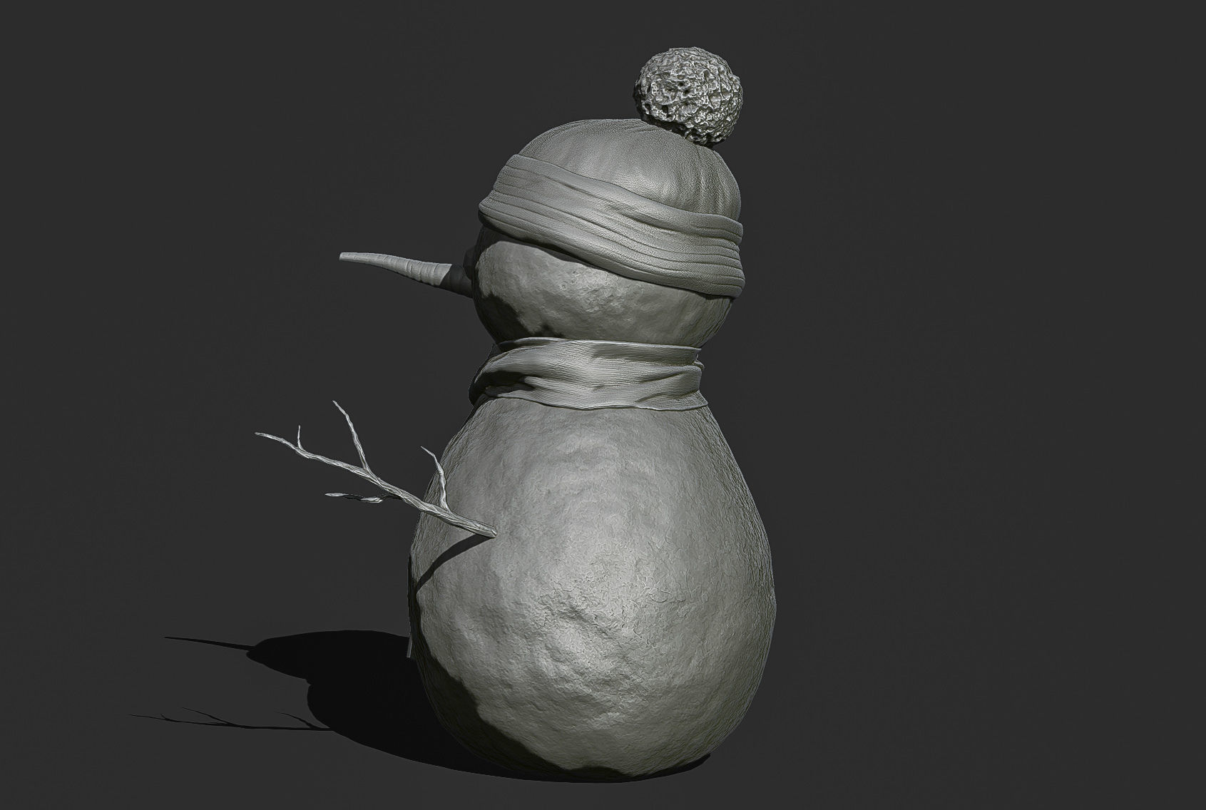 Snowman wearing hat and scarf 3D print model_8