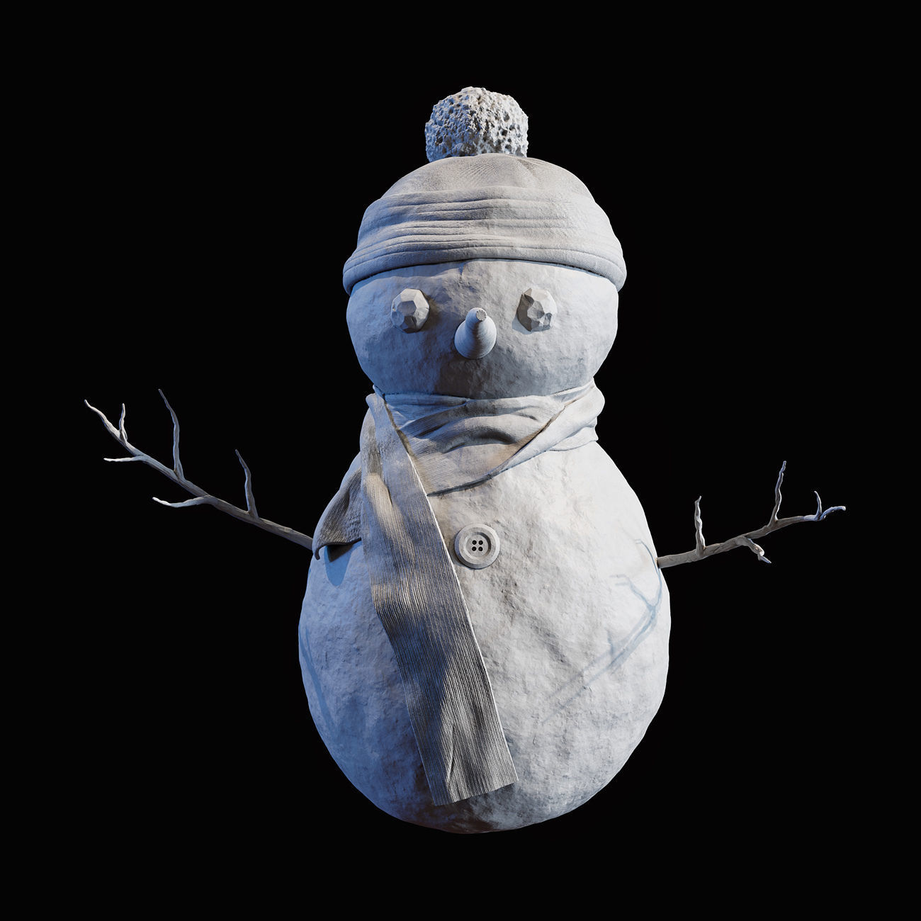 Snowman wearing hat and scarf 3D print model_13