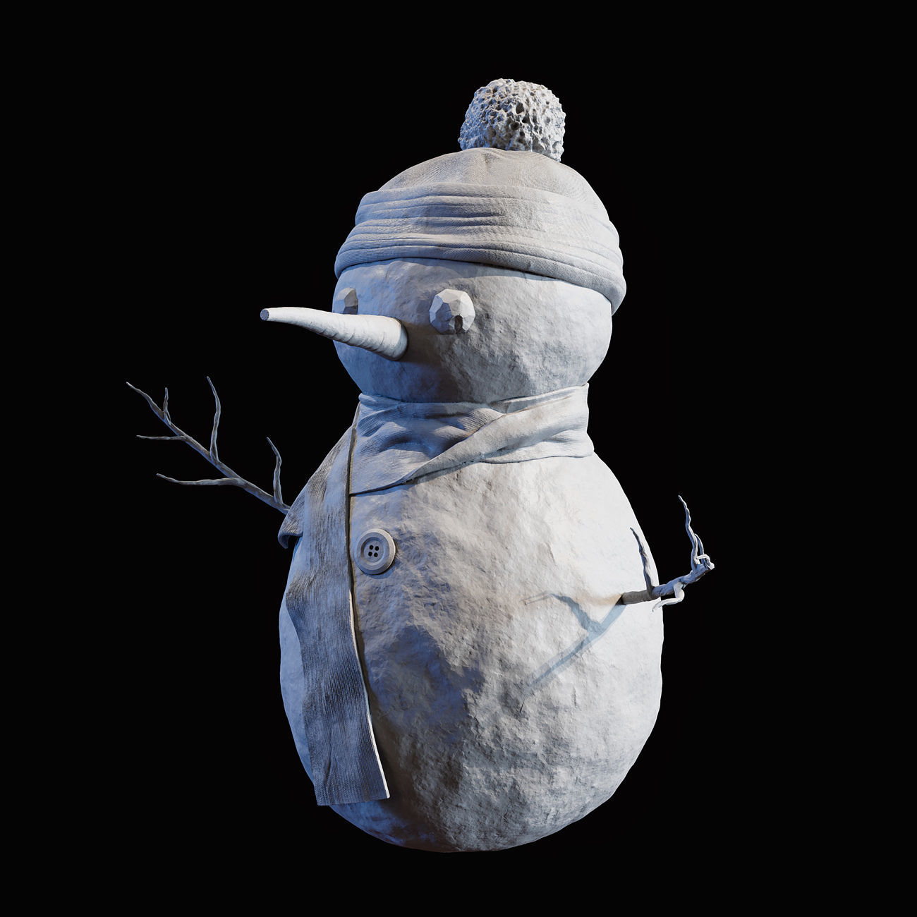 Snowman wearing hat and scarf 3D print model_2