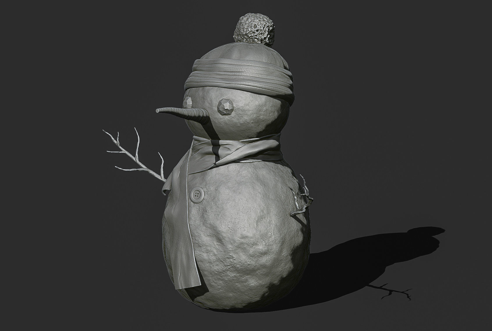 Snowman wearing hat and scarf 3D print model_1