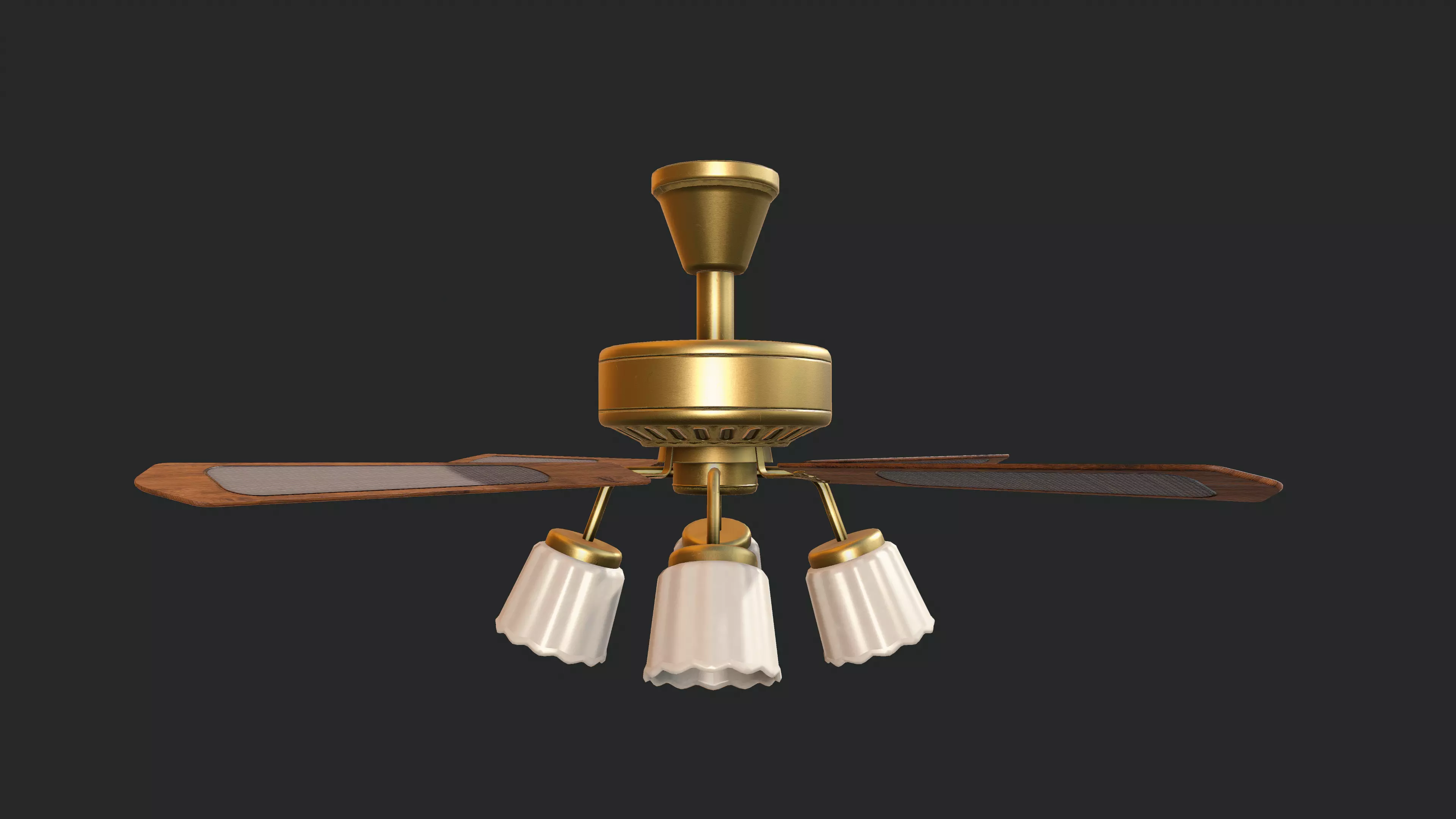 Ceiling Fan with Lamps Shades Low-poly 3D model