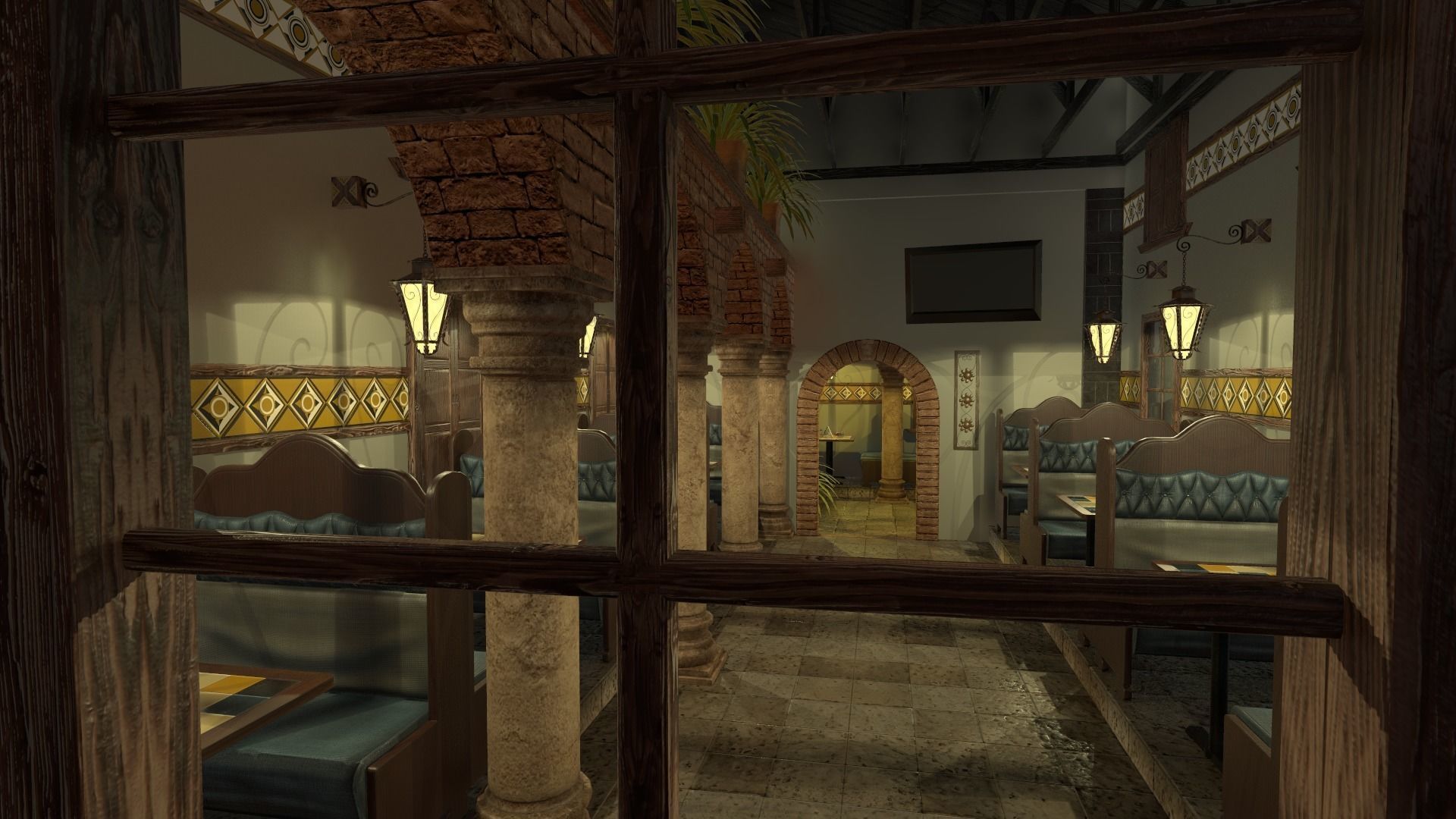 Restaurant Dining Room 3D model_3