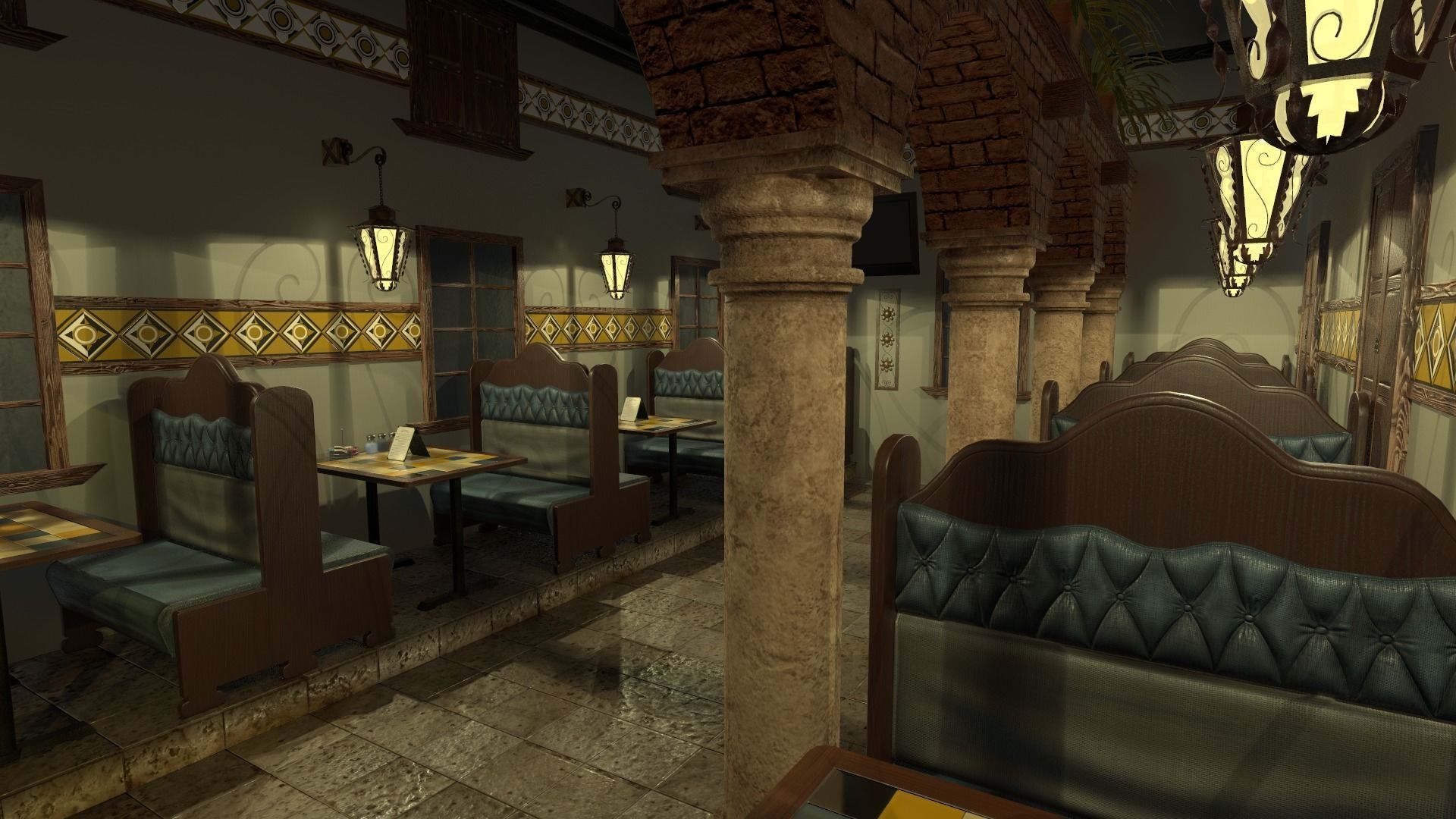 Restaurant Dining Room 3D model_9