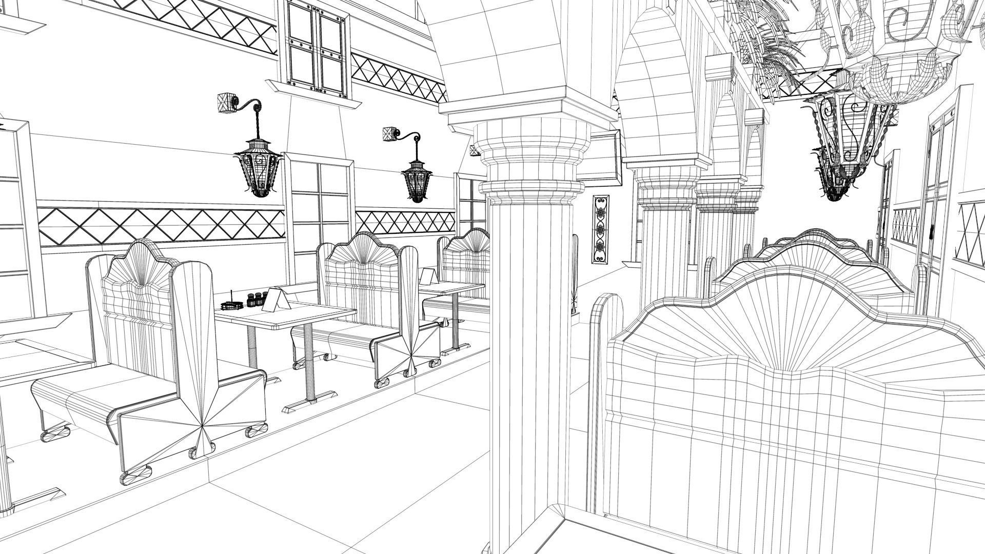 Restaurant Dining Room 3D model_10