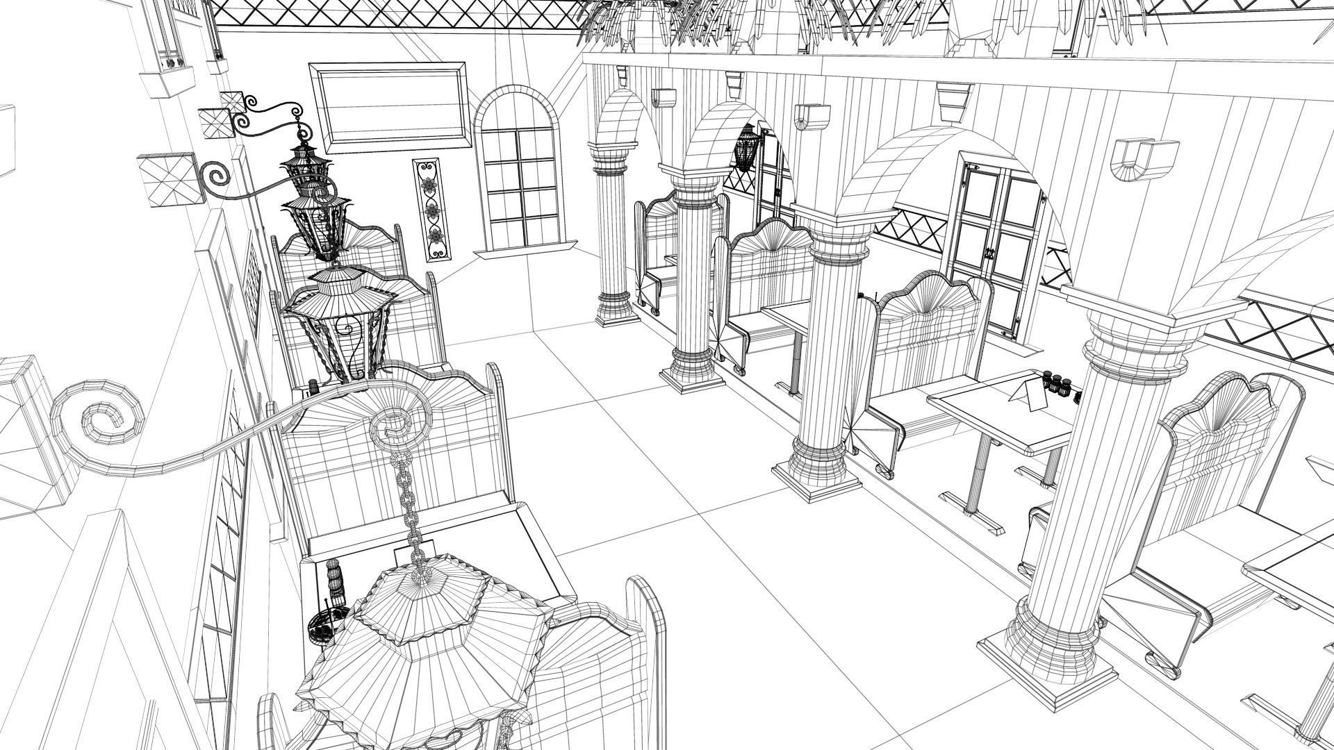 Restaurant Dining Room 3D model_12