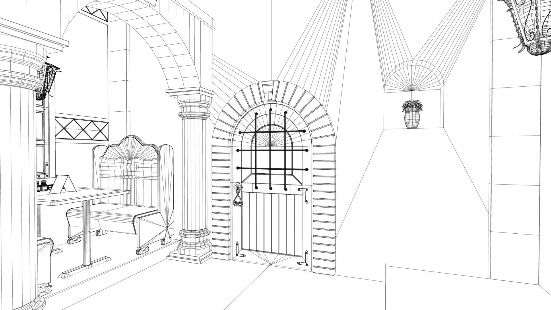 Restaurant Dining Room 3D model_16