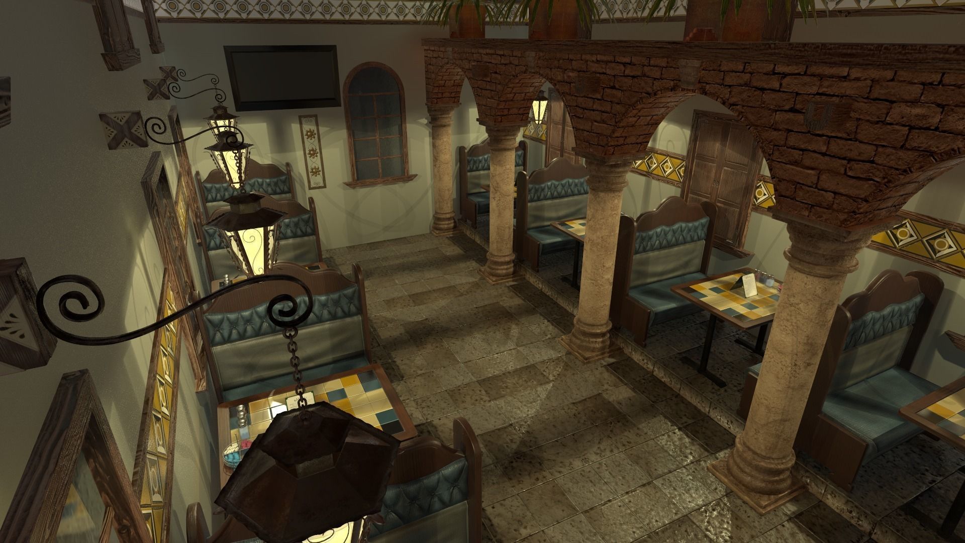 Restaurant Dining Room 3D model_11