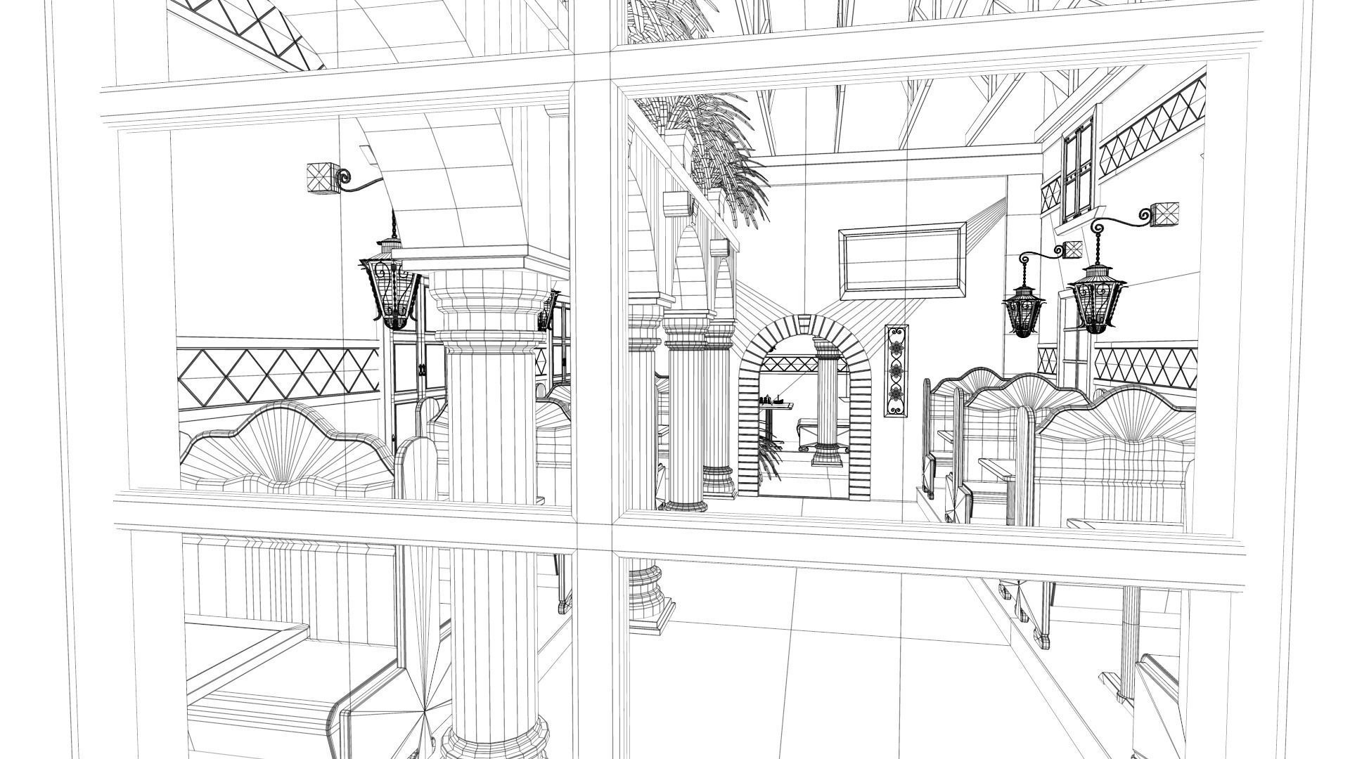 Restaurant Dining Room 3D model_4