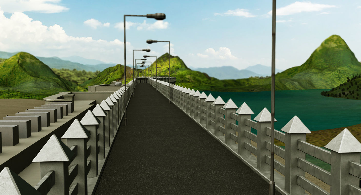 dam 3d model room with mountains and lake 3D model_5
