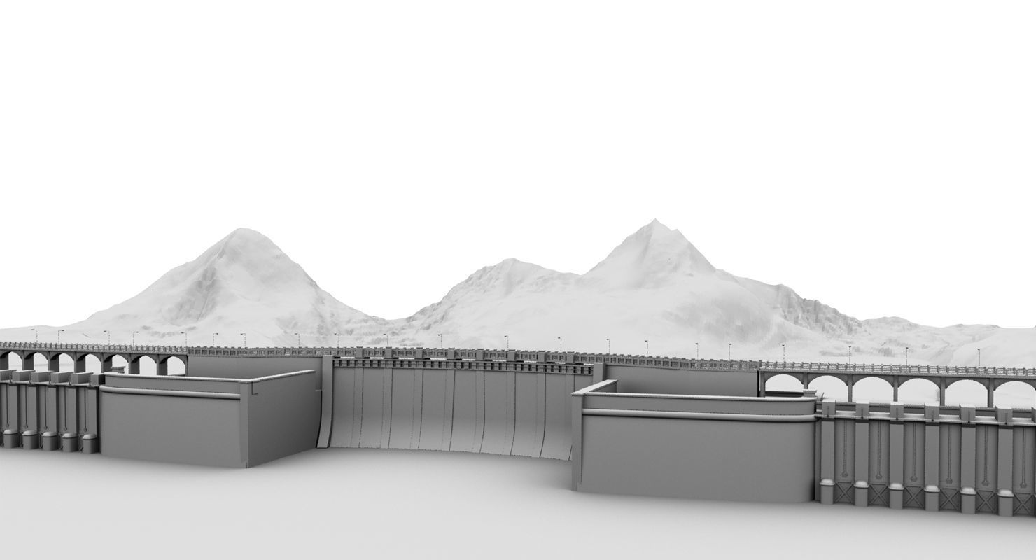 dam 3d model room with mountains and lake 3D model_9