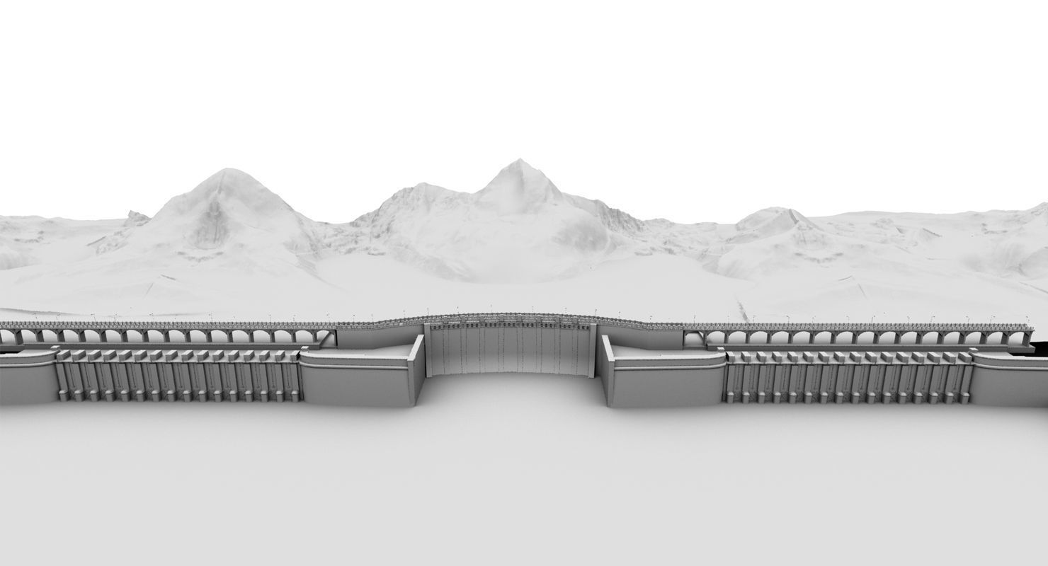 dam 3d model room with mountains and lake 3D model_14