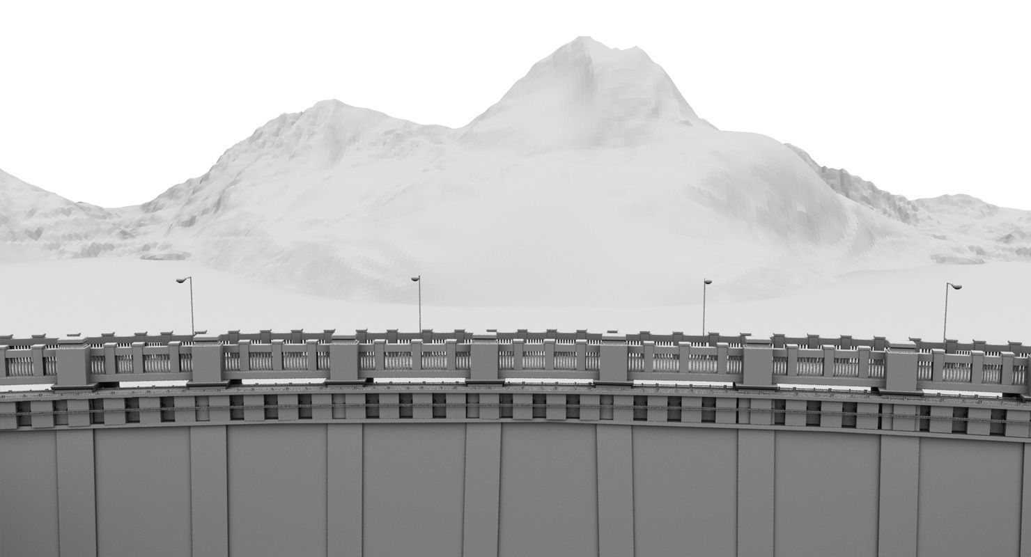 dam 3d model room with mountains and lake 3D model_10