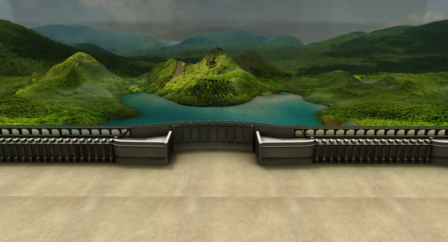 dam 3d model room with mountains and lake 3D model_0