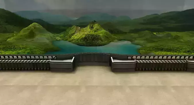 dam 3d model room with mountains and lake 3D model