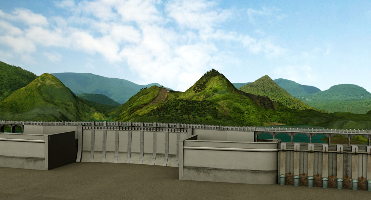 dam 3d model room with mountains and lake 3D model_6