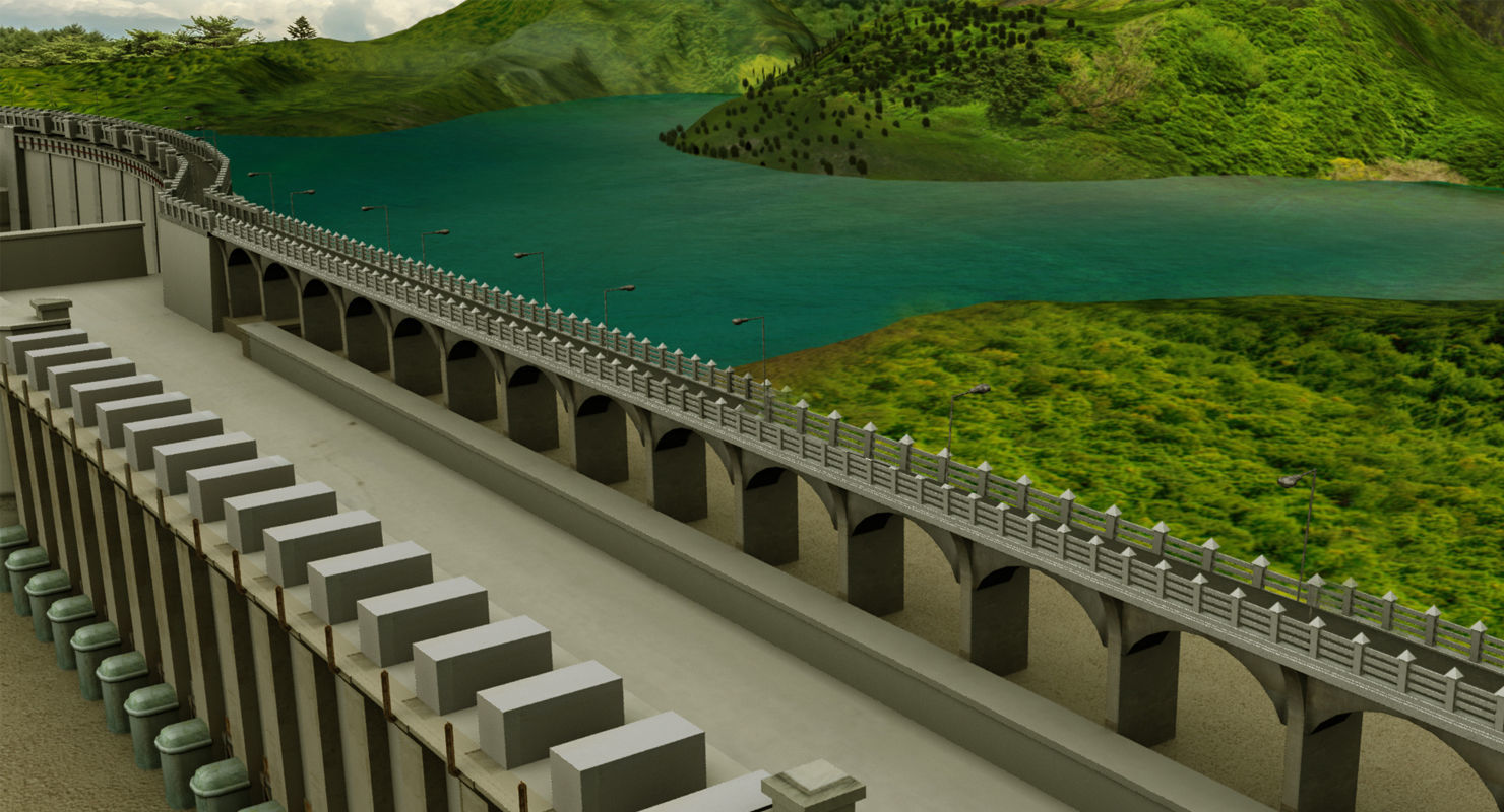 dam 3d model room with mountains and lake 3D model_7