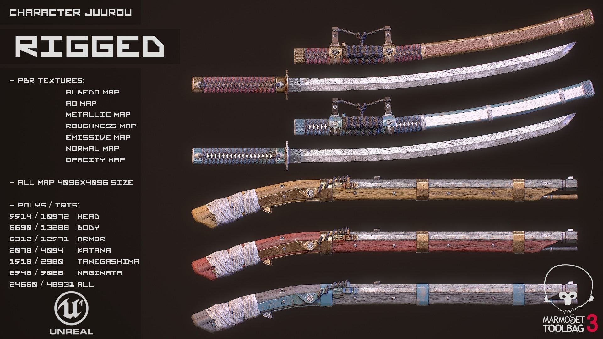 Feudal Warrior Low-poly 3D model_14