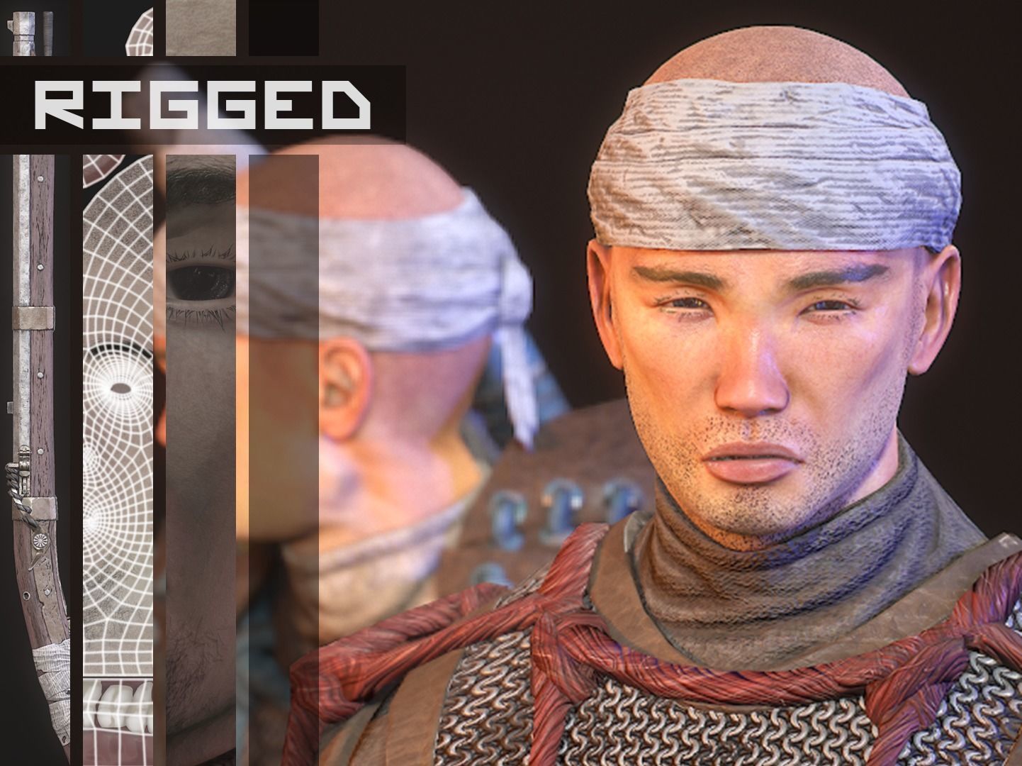 Feudal Warrior Low-poly 3D model_0