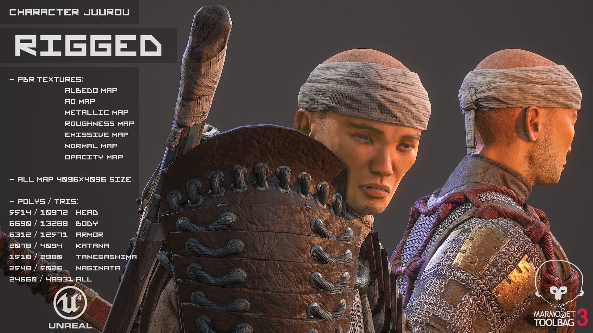 Feudal Warrior Low-poly 3D model_11