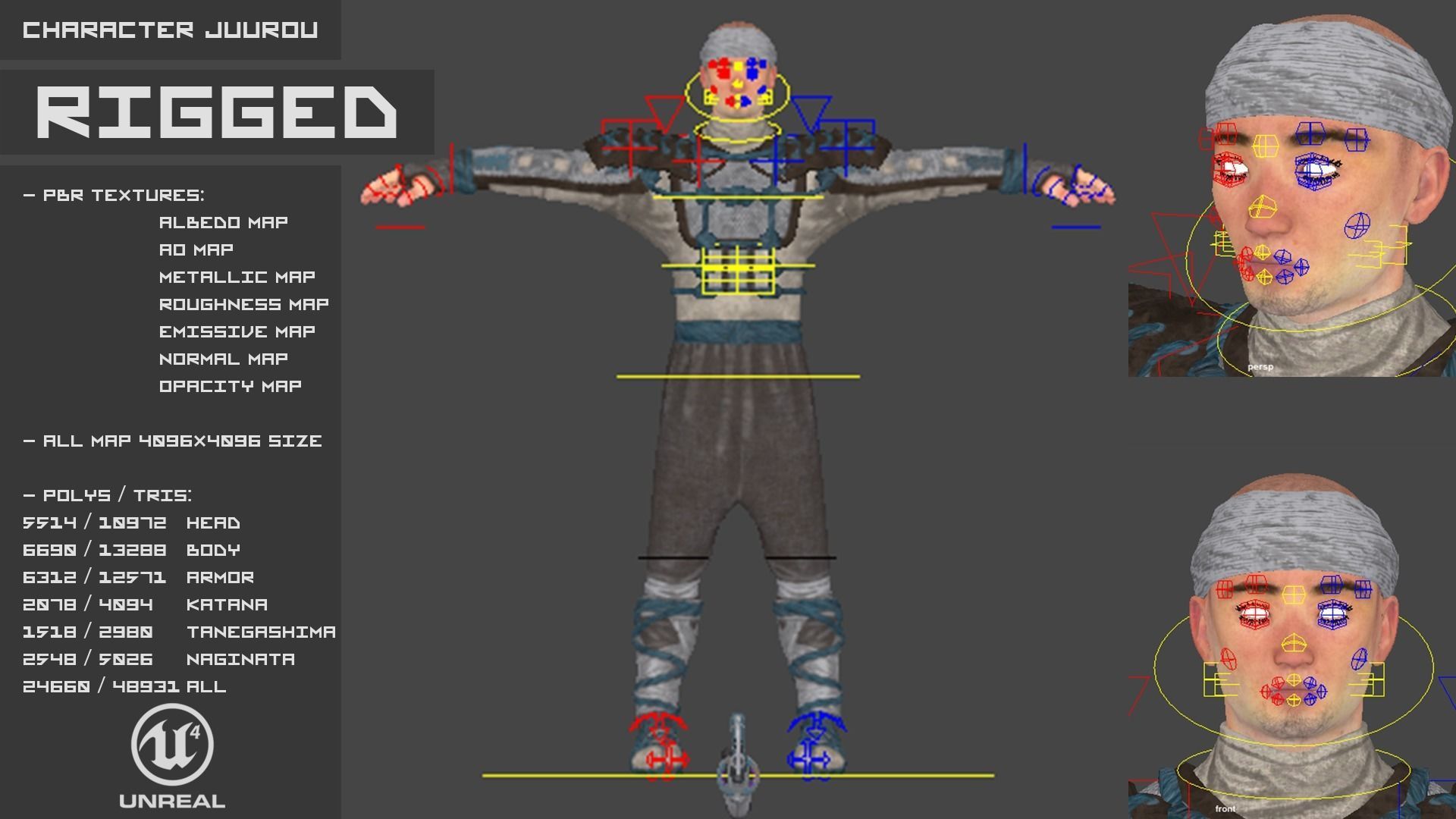 Feudal Warrior Low-poly 3D model_17