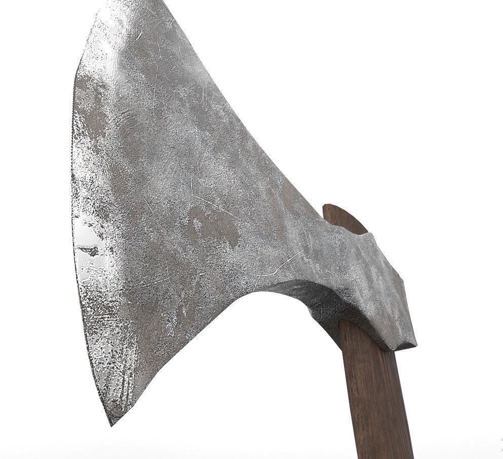 Small and old axe  Free low-poly 3D model_2