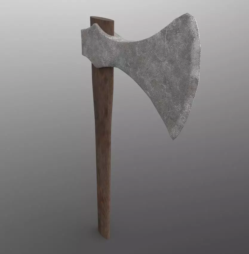 Small and old axe  Free low-poly 3D model_0
