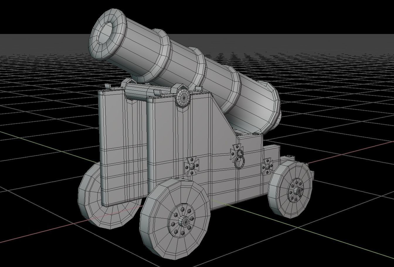 Old Naval Cannon War  Low-poly 3D model_13