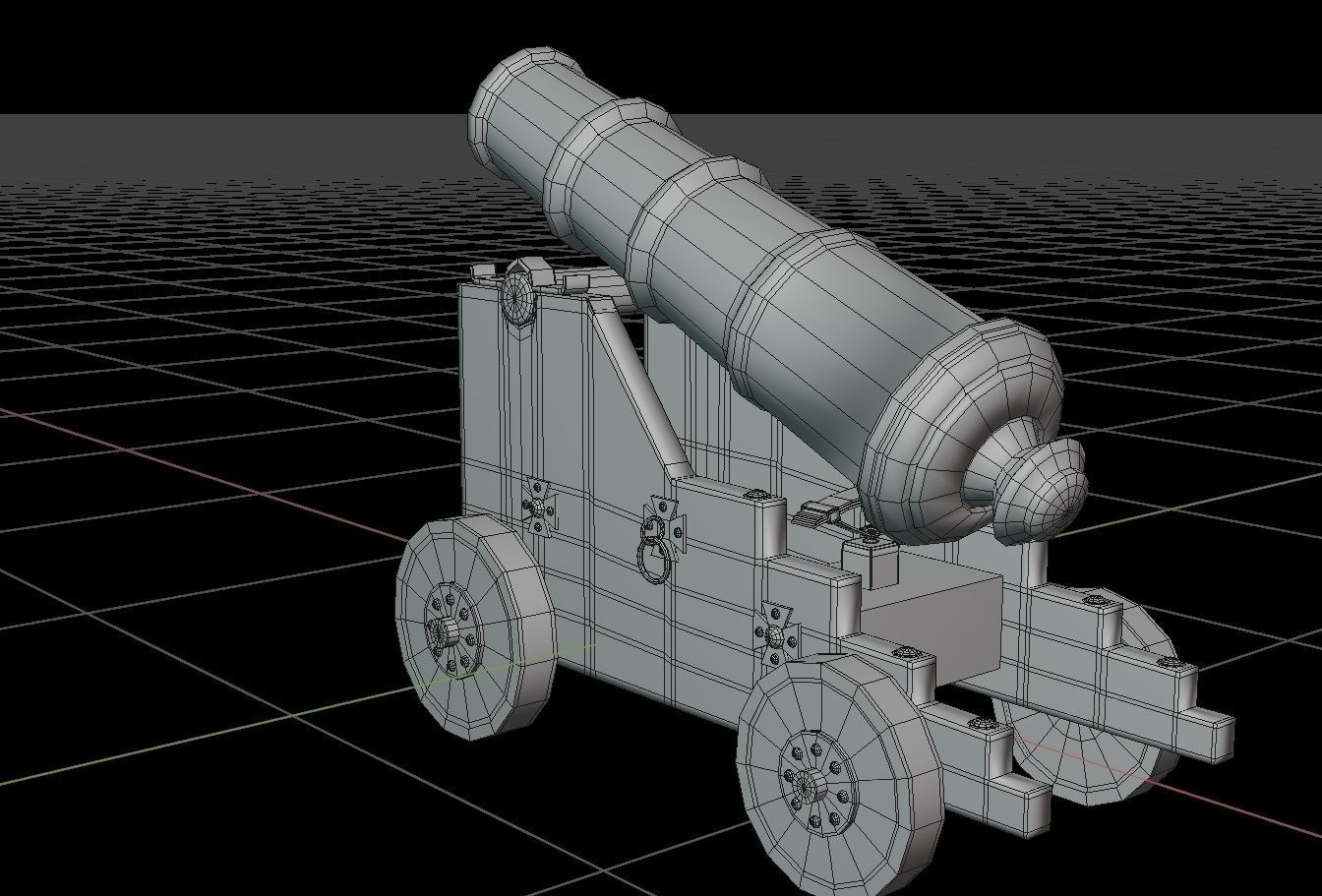 Old Naval Cannon War  Low-poly 3D model_9
