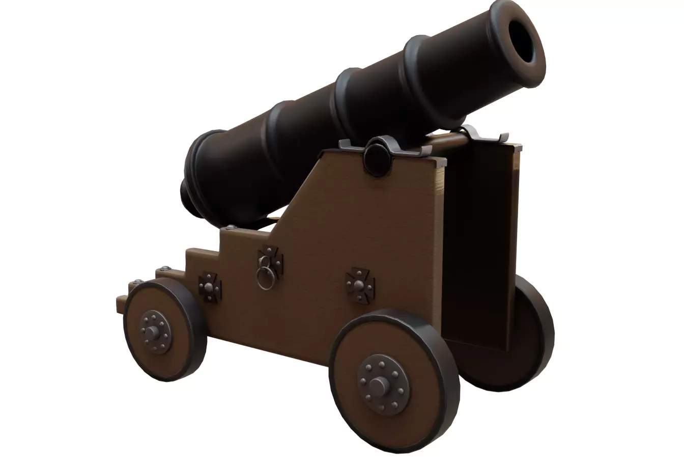 Old Naval Cannon War  Low-poly 3D model_0