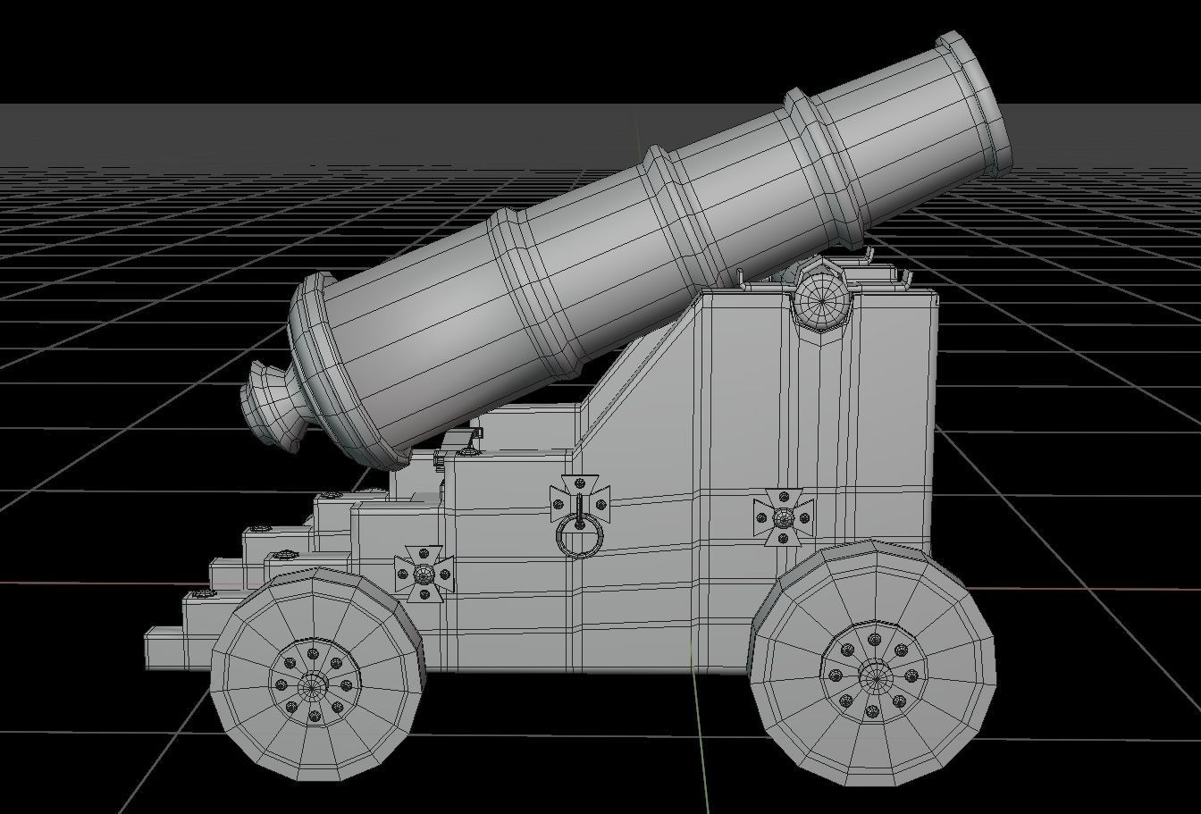 Old Naval Cannon War  Low-poly 3D model_4