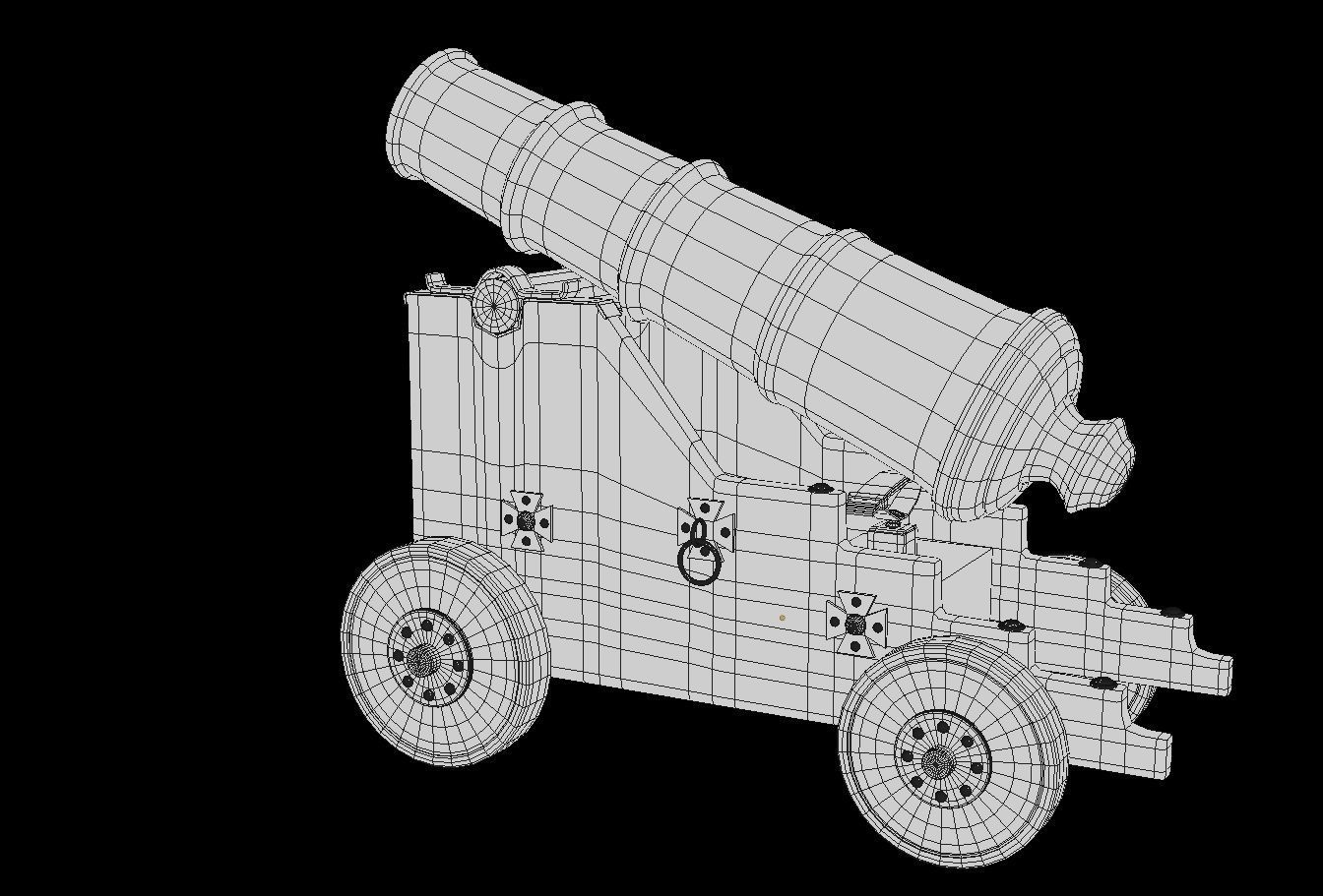 Old Naval Cannon War  Low-poly 3D model_11