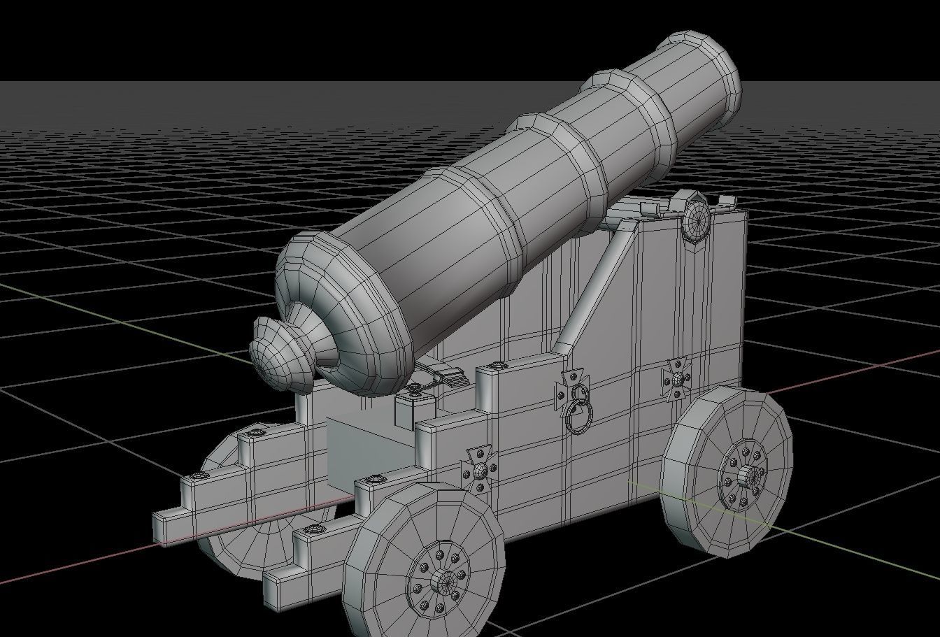 Old Naval Cannon War  Low-poly 3D model_6