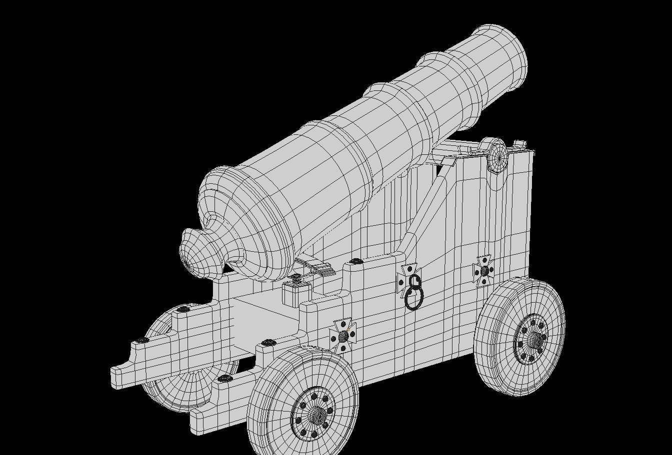 Old Naval Cannon War  Low-poly 3D model_3