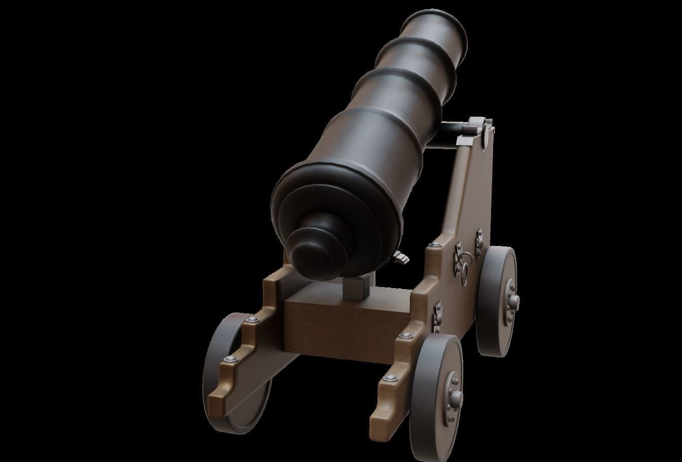 Old Naval Cannon War  Low-poly 3D model_5
