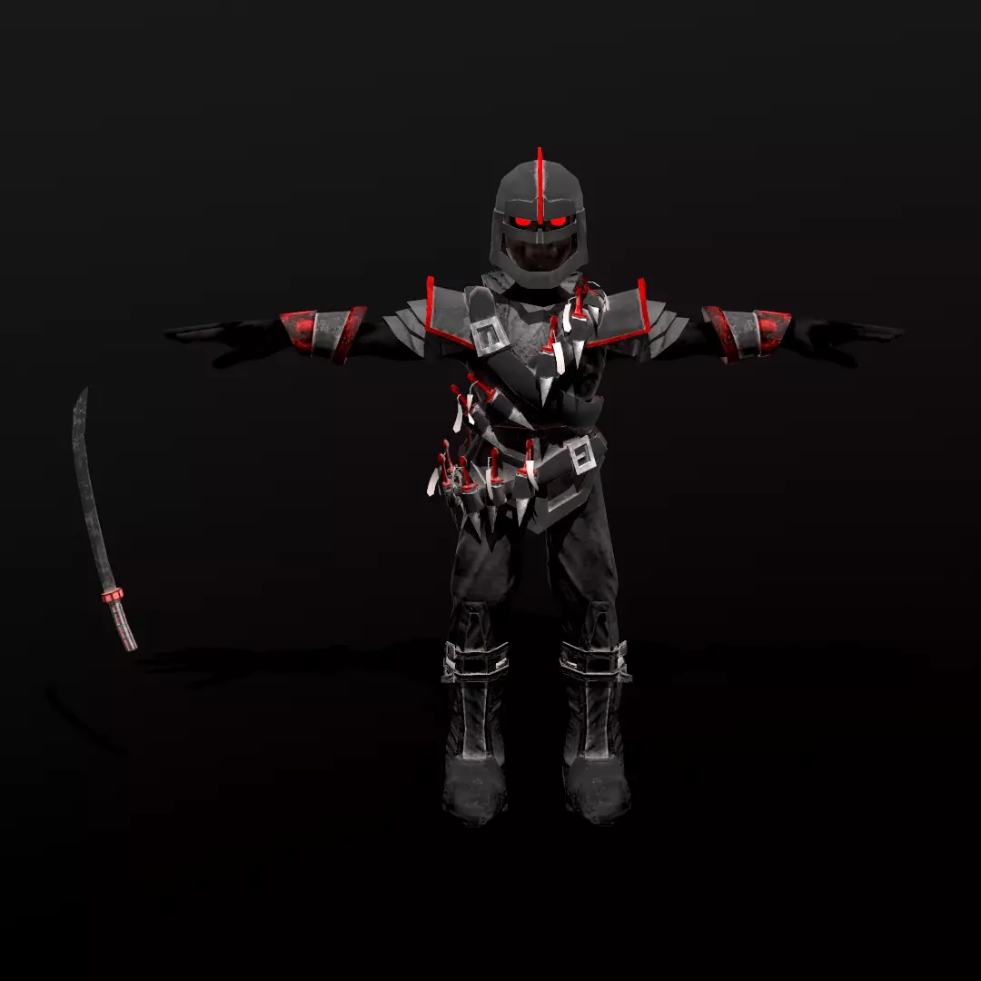 Undead Ninja Warrior Stylized Character Low-poly 3D model_0