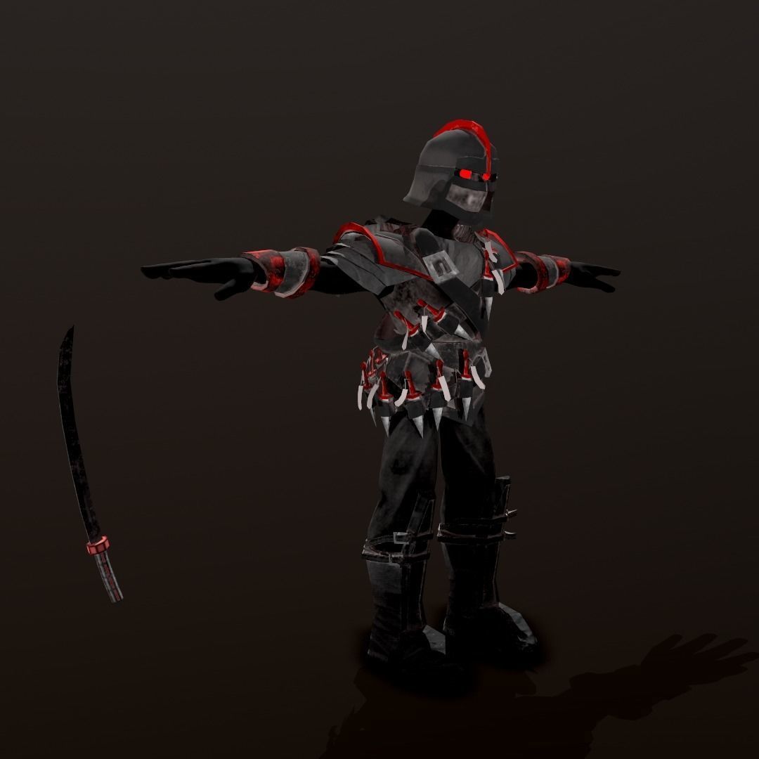 Undead Ninja Warrior Stylized Character Low-poly 3D model_3