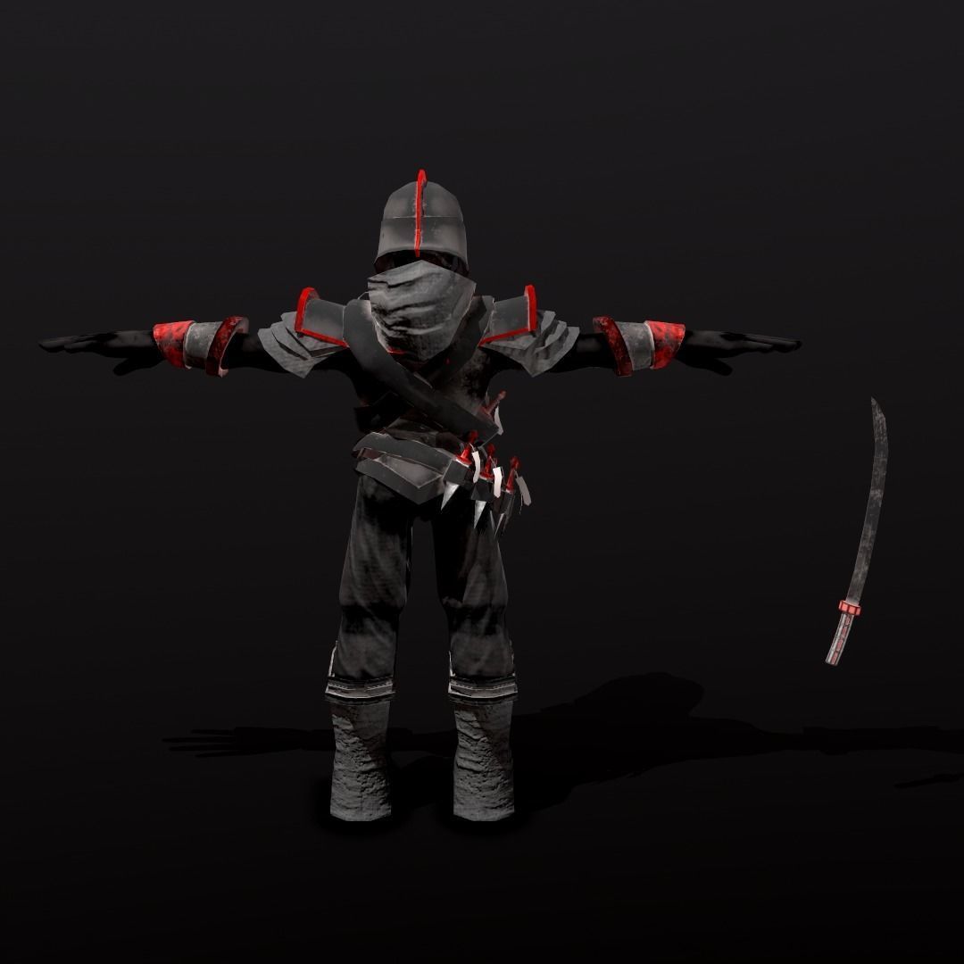Undead Ninja Warrior Stylized Character Low-poly 3D model_2