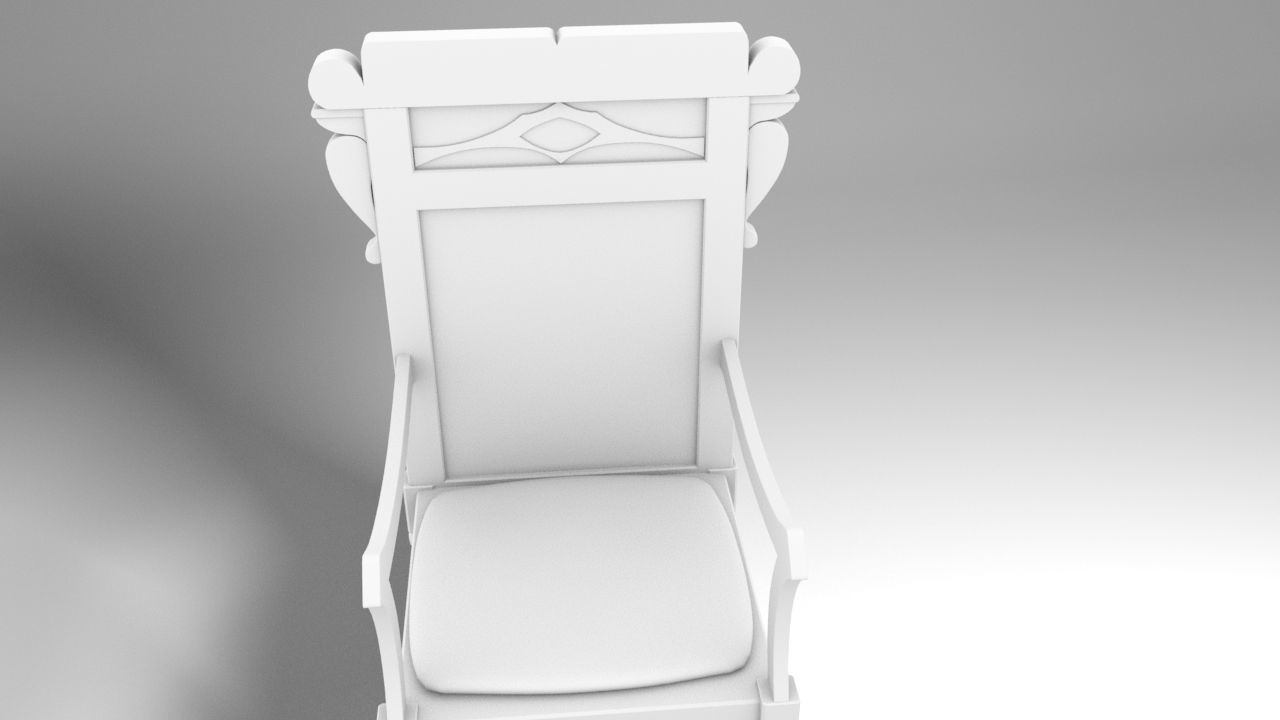 Antique Western Wooden Chair Low-poly 3D model_7