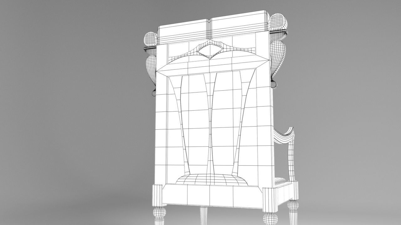 Antique Western Wooden Chair Low-poly 3D model_11