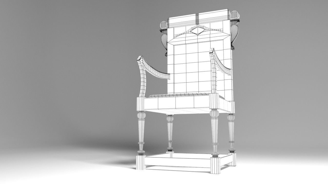 Antique Western Wooden Chair Low-poly 3D model_5