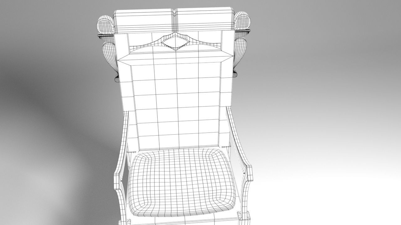 Antique Western Wooden Chair Low-poly 3D model_8