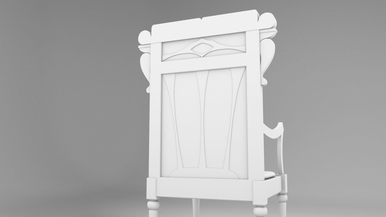 Antique Western Wooden Chair Low-poly 3D model_10