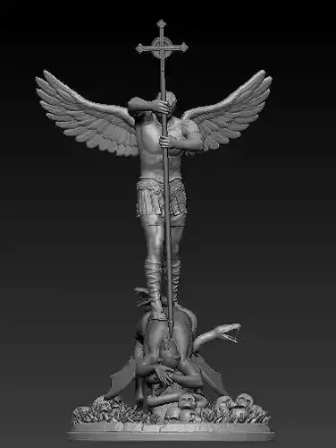 the Archangel statue of angel with spear