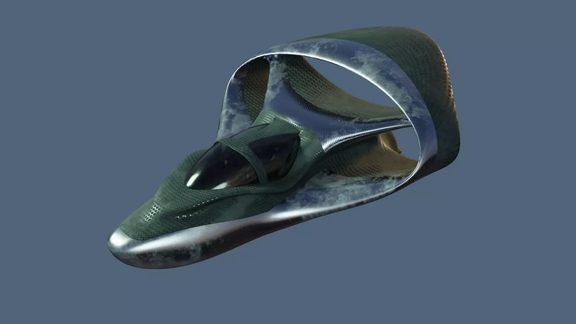 airship model futuristic spacecraft Low-poly 3D model_0