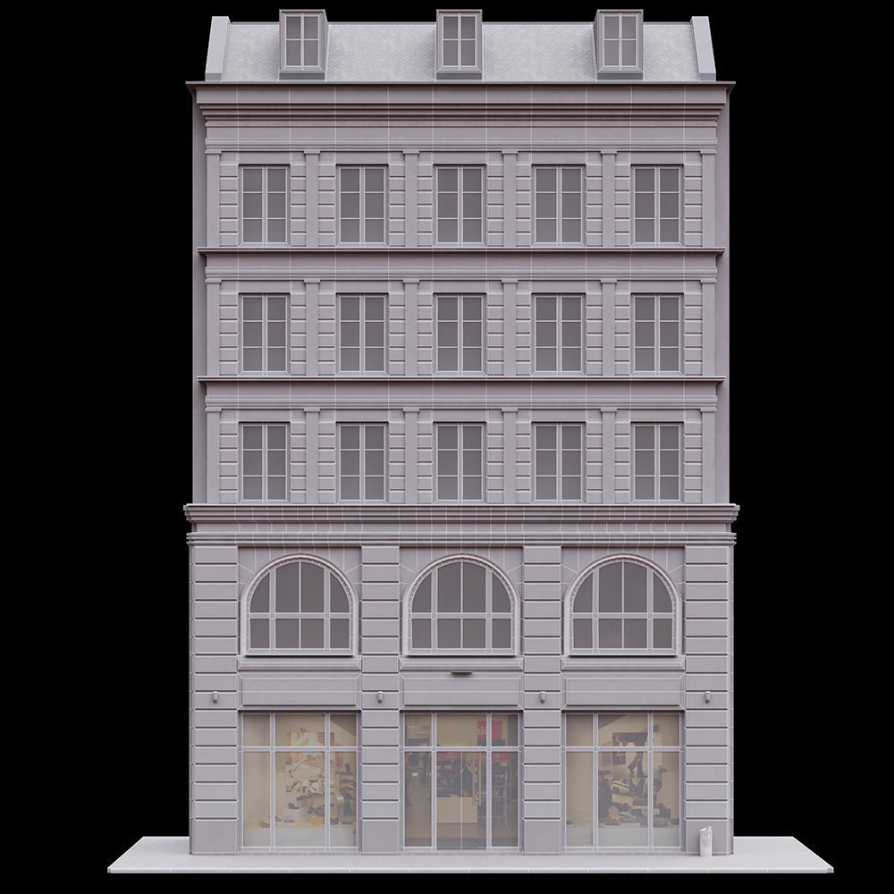 Paris Building Facade 3D model_4