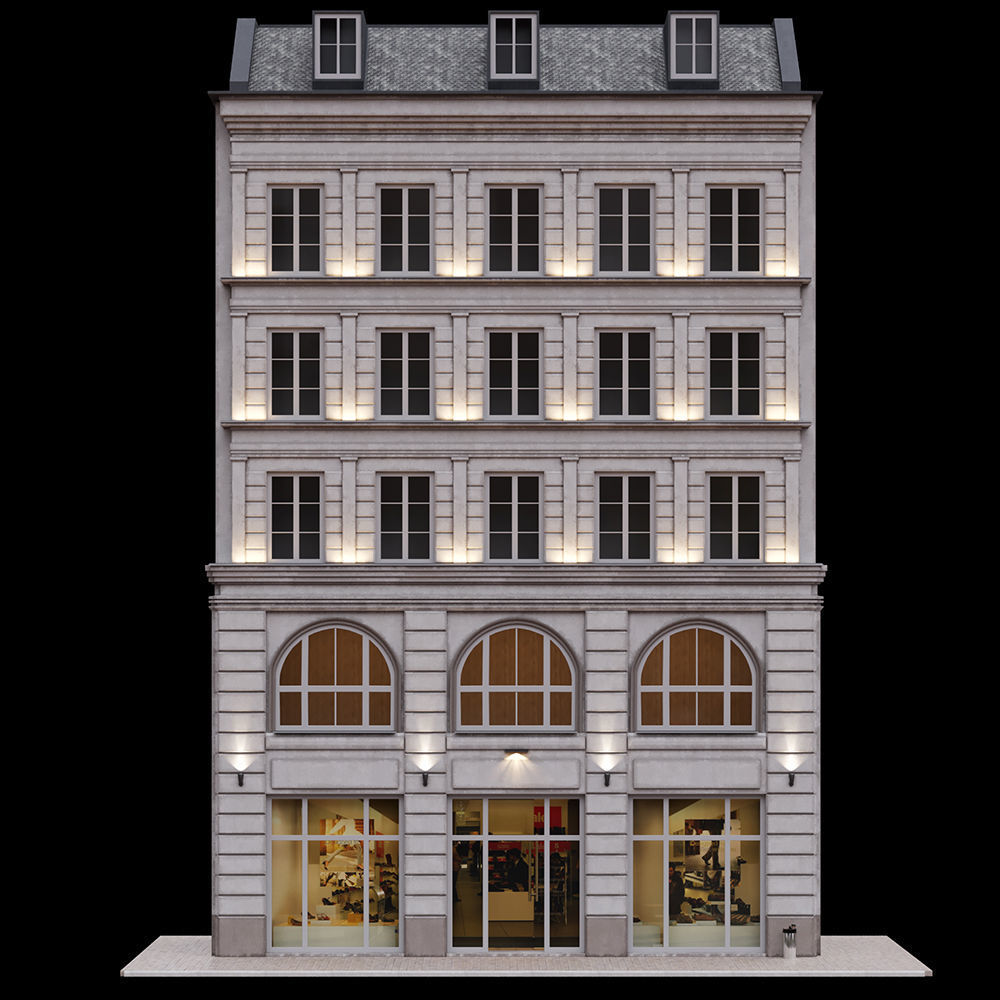 Paris Building Facade 3D model_1